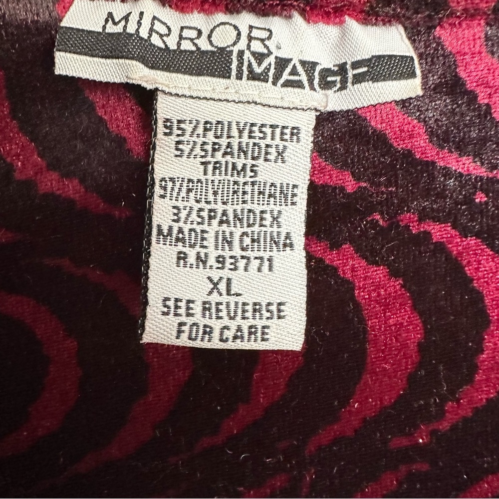 Mirror image Womens Tunic Sz XL velveteen Red w Black wavy design VGC - Picture 3 of 7